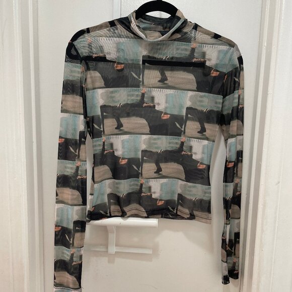 2000s raver Matrix x Joyrich Neo mesh womens turtleneck size S - Picture 1 of 3